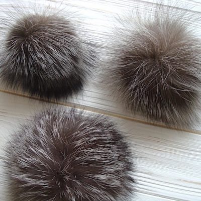 Real Silver Fox Fur Pom Poms