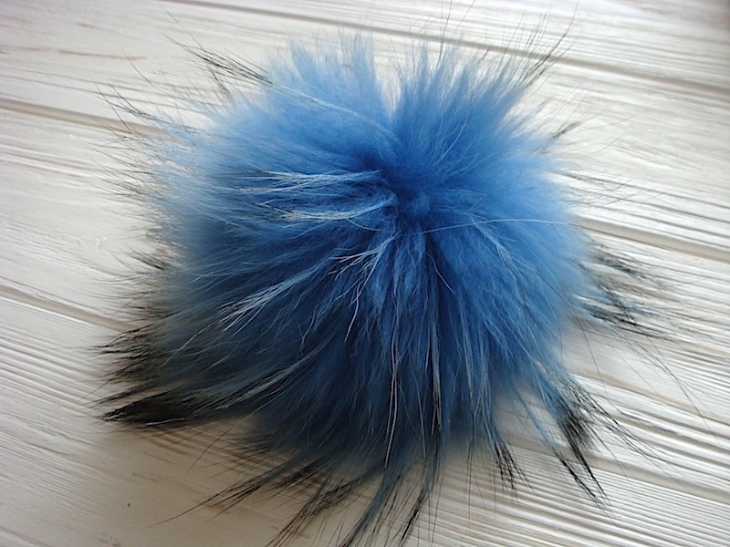 Blue Raccoon Fur Pom Pom - Lux Poms North America