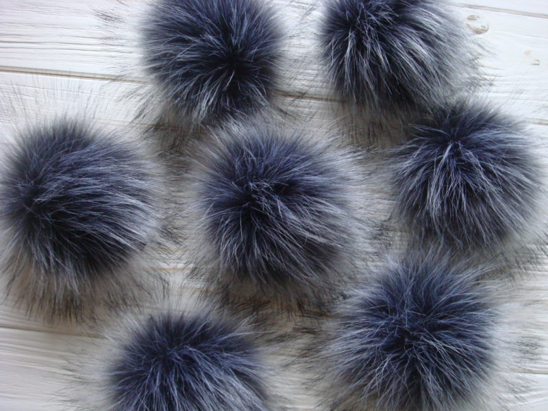Faux and White Raccoon Fur Pom Pom - Lux Poms North America